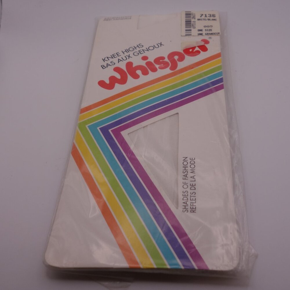 Whisper Shades of Fashion One Size Sandalfoot Made in Canada White Knee Highs